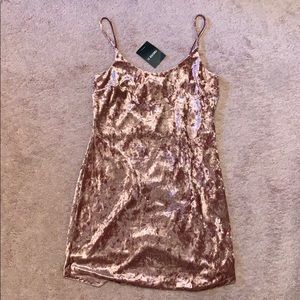 Pink velvet mini dress